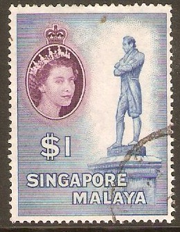 Singapore 1955 $1 Blue and deep purple. SG50.